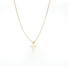 Load image into Gallery viewer, CROSS + SINGLE CRYSTAL NECKLACE