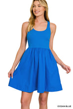 Load image into Gallery viewer, Bright Blue Combined Knit & Woven Dress W/ POCKET