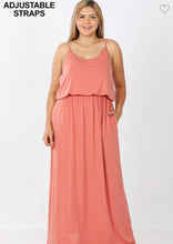 Load image into Gallery viewer, Ash Rose Two Layer Maxi Dress with Adjustable Straps

