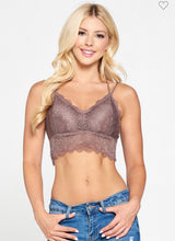 Load image into Gallery viewer, Double Strap Lace Padded Bralette- OS Multiple Colors
