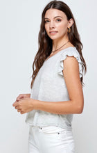 Load image into Gallery viewer, Heather Grey V-Neck Too with Ruffle Sleeve

