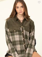 Load image into Gallery viewer, Olive Style Forecast Mixed Plaid Shacket
