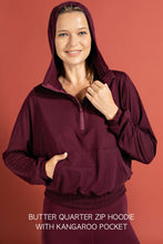 Load image into Gallery viewer, Cassis Butter 1/4 Zip Hoodie With Kangaroo Pocket
