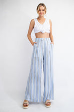 Load image into Gallery viewer, Light Blue Striped High Waist Wide Leg Pants
