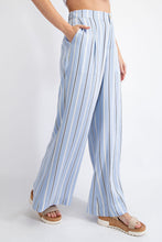 Load image into Gallery viewer, Light Blue Striped High Waist Wide Leg Pants
