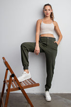 Load image into Gallery viewer, Olive Cotton Stretch Twill Joggers
