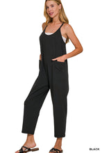 Load image into Gallery viewer, Black Spagetti Stap Pocketed Jumpsuit
