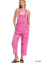 Load image into Gallery viewer, Hot Pink Washed Knot Strap Relaxed Fitt Overalls
