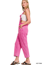 Load image into Gallery viewer, Hot Pink Washed Knot Strap Relaxed Fitt Overalls
