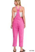 Load image into Gallery viewer, Hot Pink Washed Knot Strap Relaxed Fitt Overalls
