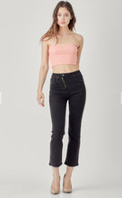 Load image into Gallery viewer, Risen Washed Black HighRise Crossover Zipper Front Straight Jeans
