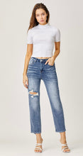 Load image into Gallery viewer, Risen Medium HighRise Straight Crop Distressed Jeans
