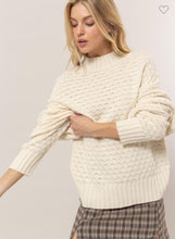 Load image into Gallery viewer, Cream High Neck Textured Sweater
