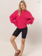 Load image into Gallery viewer, Raspberry High Neck Textured Sweater
