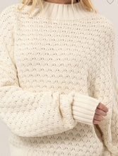 Load image into Gallery viewer, Cream High Neck Textured Sweater
