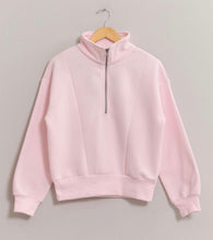 Load image into Gallery viewer, Pale Pink Half Zip Sweatshirt
