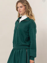 Load image into Gallery viewer, Dark Green Half Zip Sweatshirt
