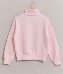 Pale Pink Half Zip Sweatshirt