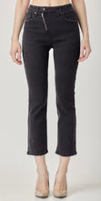 Load image into Gallery viewer, Risen Washed Black HighRise Crossover Zipper Front Straight Jeans
