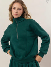 Load image into Gallery viewer, Dark Green Half Zip Sweatshirt
