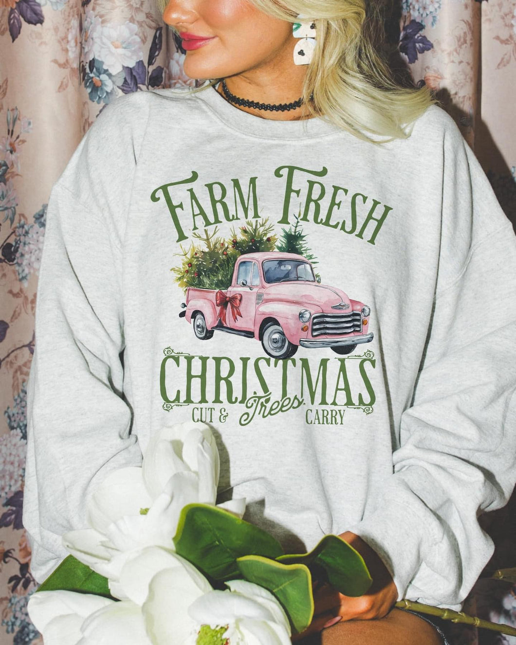 Farm Fresh Christmas Crew Neck Sweatshirt