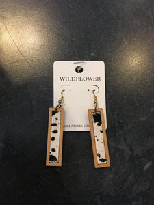 Cow & Wood Bar Earrings