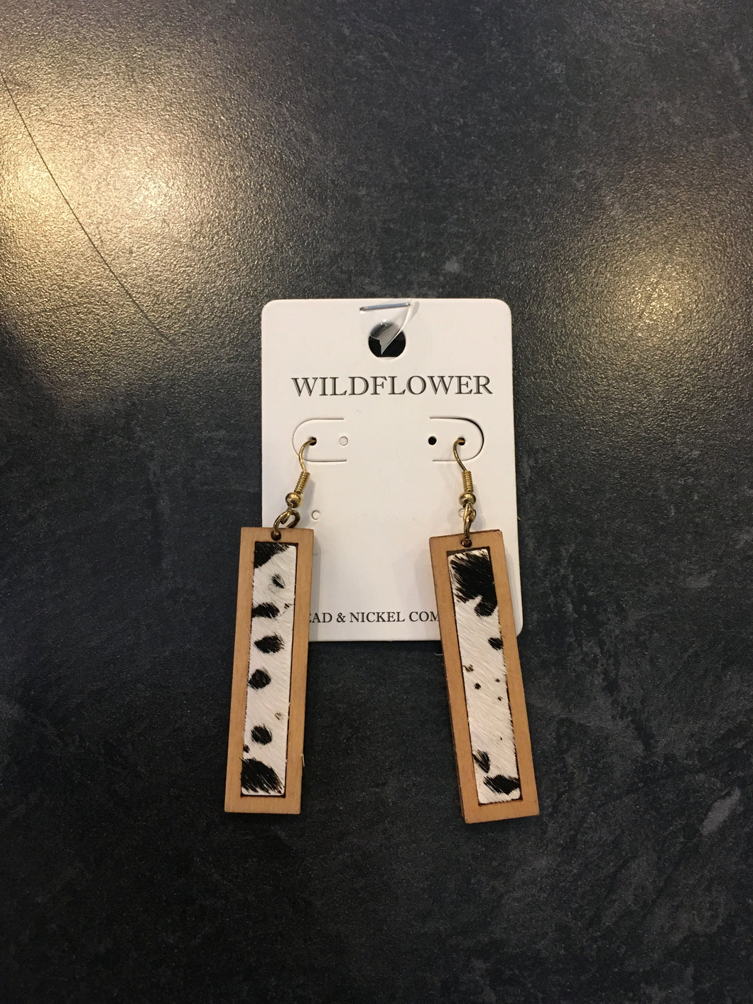 Cow & Wood Bar Earrings