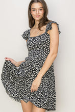 Load image into Gallery viewer, Black Floral Print Mini Dress
