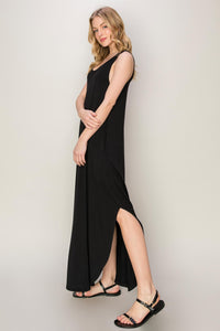 Black Sleeveless Curved Hem Dress