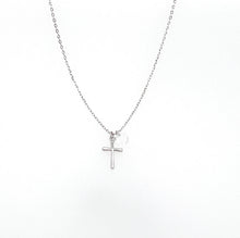 Load image into Gallery viewer, CROSS + SINGLE CRYSTAL NECKLACE
