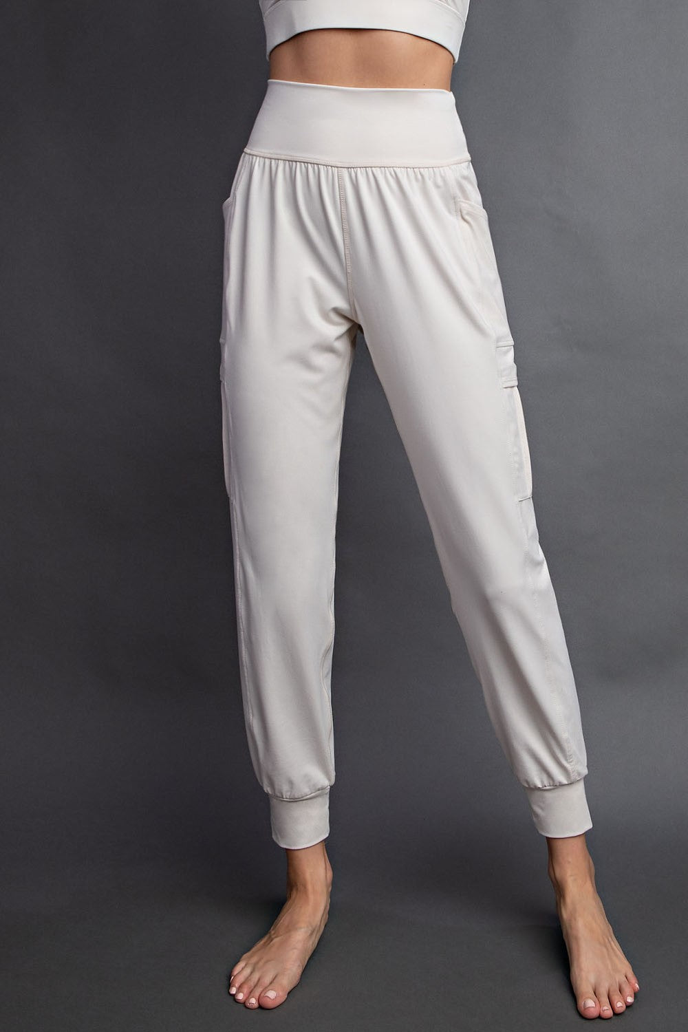 White Pearl Butter Soft Jogger with Side Pockets