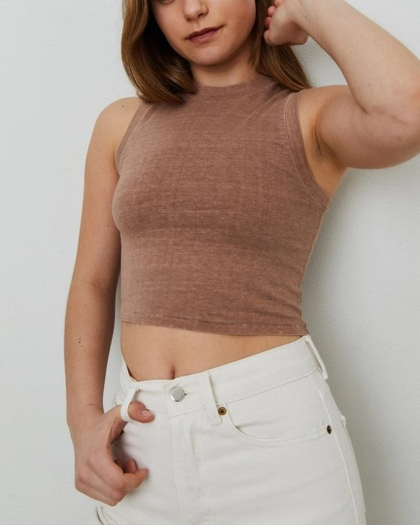 Cocoa Mocha Organic Cotton Span Crop Tank Top