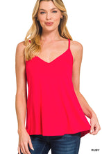 Load image into Gallery viewer, Ruby Red Two-Way V &amp; Scoop Neck Reversible Spaghetti Cami (Copy)
