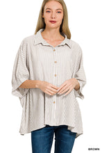 Load image into Gallery viewer, Taupe Woven Stripe Button Down Boxy Top
