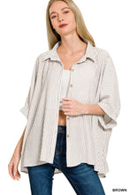 Load image into Gallery viewer, Taupe Woven Stripe Button Down Boxy Top
