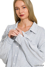 Load image into Gallery viewer, Classic Blue Woven Stripe Button Down Shirts

