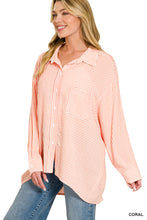 Load image into Gallery viewer, Coral Woven Stripe Button Down Shirts

