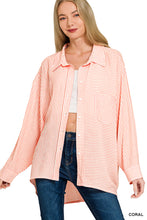 Load image into Gallery viewer, Coral Woven Stripe Button Down Shirts
