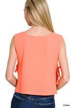 Load image into Gallery viewer, Coral Woven Airflow Side Tie Sleeveless Top
