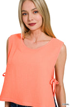 Load image into Gallery viewer, Coral Woven Airflow Side Tie Sleeveless Top
