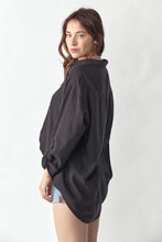 Load image into Gallery viewer, Risen Black Relaxed Fit Button Down Linen Shirts
