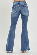 Load image into Gallery viewer, Risen Medium High Rise Knee Distressed Flare Jeans
