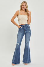 Load image into Gallery viewer, Risen Medium High Rise Knee Distressed Flare Jeans
