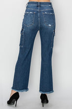 Load image into Gallery viewer, Risen Dark High Rise Cargo Ankle Straight Jeans
