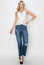 Load image into Gallery viewer, Risen Dark High Rise Cargo Ankle Straight Jeans
