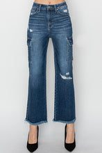 Load image into Gallery viewer, Risen Dark High Rise Cargo Ankle Straight Jeans
