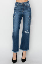 Load image into Gallery viewer, Risen Dark High Rise Cargo Ankle Straight Jeans
