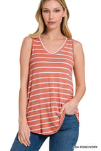 Load image into Gallery viewer, Ash Rose &amp; Ivory Stripe Sleeveless V-Neck Top
