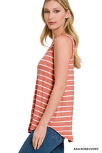 Load image into Gallery viewer, Ash Rose &amp; Ivory Stripe Sleeveless V-Neck Top
