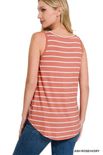 Load image into Gallery viewer, Ash Rose &amp; Ivory Stripe Sleeveless V-Neck Top
